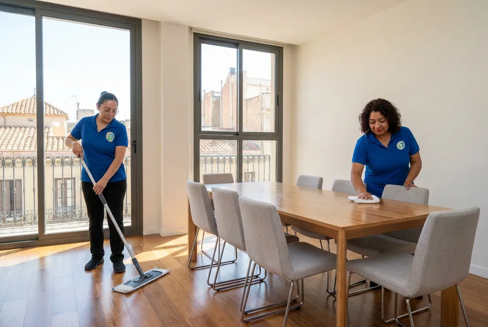 Limpieza de comedor y zonas de estar en pisos de Barcelona - Equipo profesional