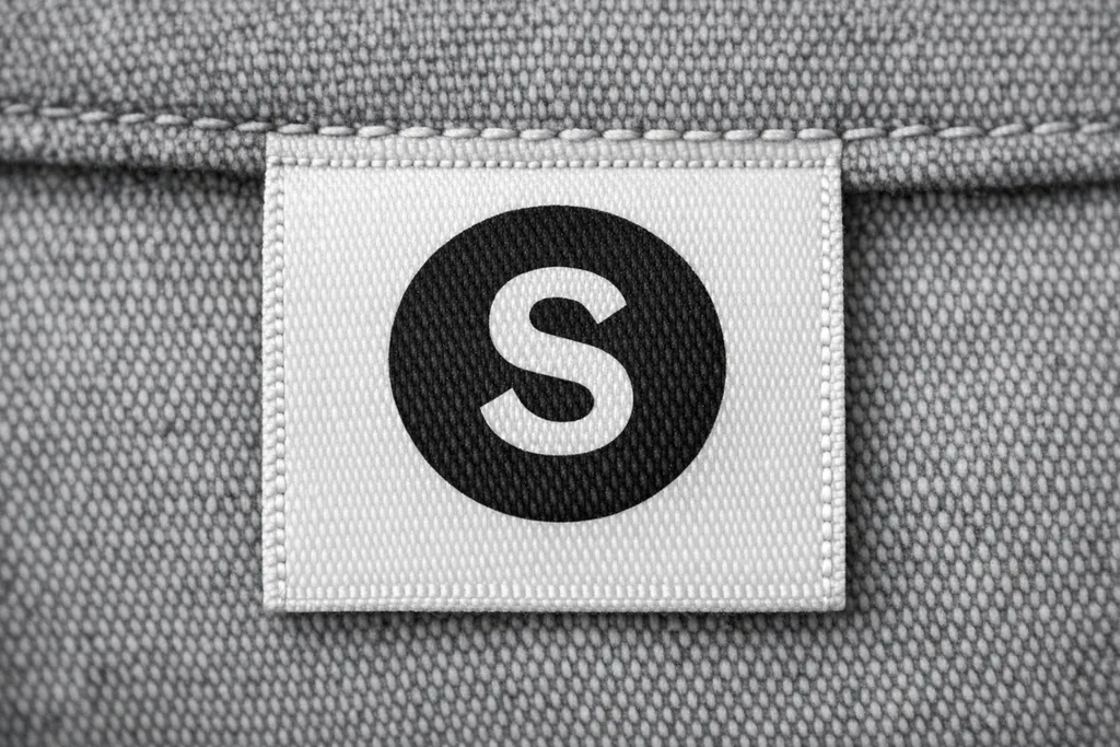 Etiqueta de lavado de sofá con símbolo S para limpieza en seco